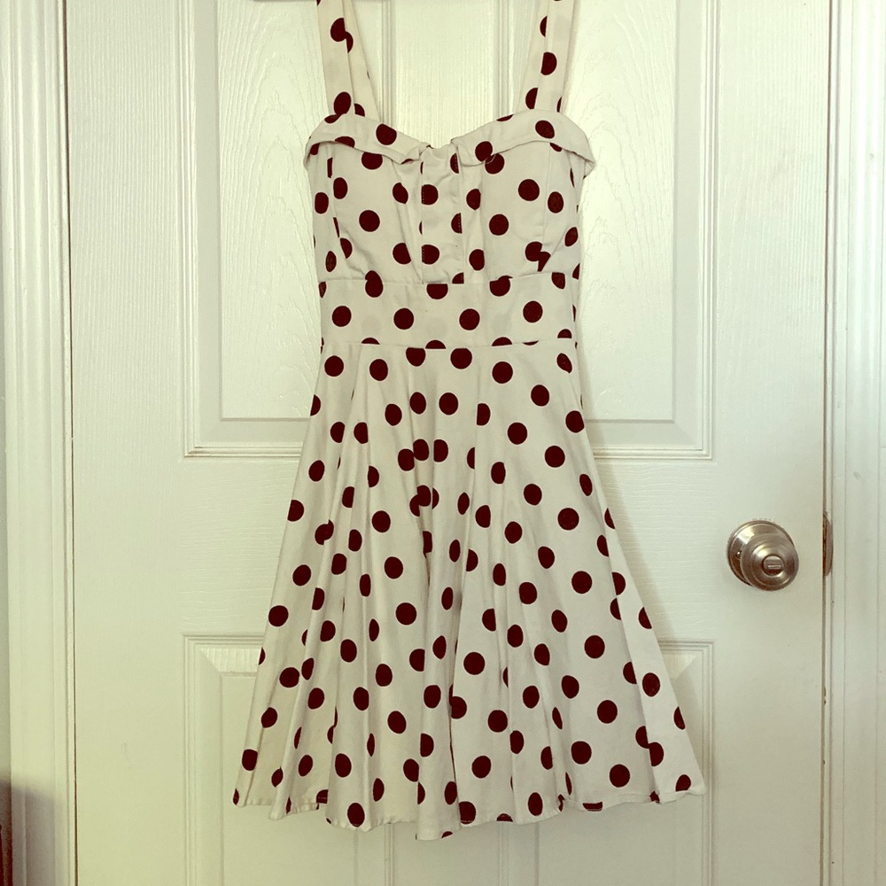 Mini white polka dot sundress